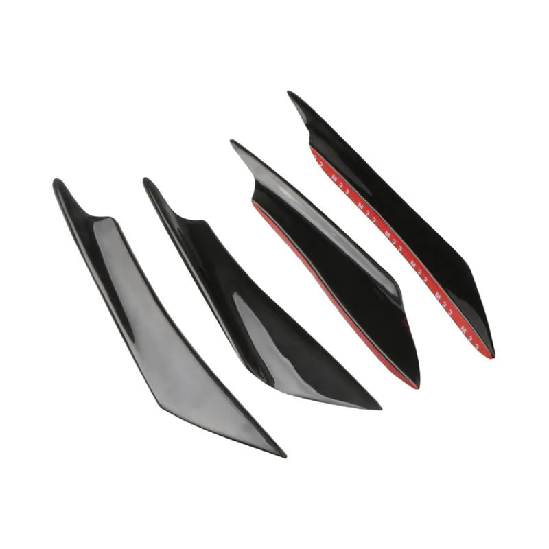 Set of four ABS plastic automotive bumper spoiler air knives in carbon fibre finish