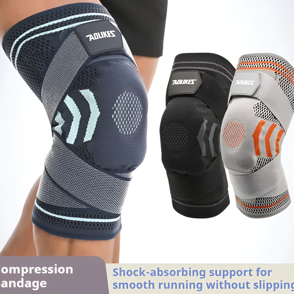 Nylon cycling knee support leg guard set for outdoor exercise, black and gray, size M L XL