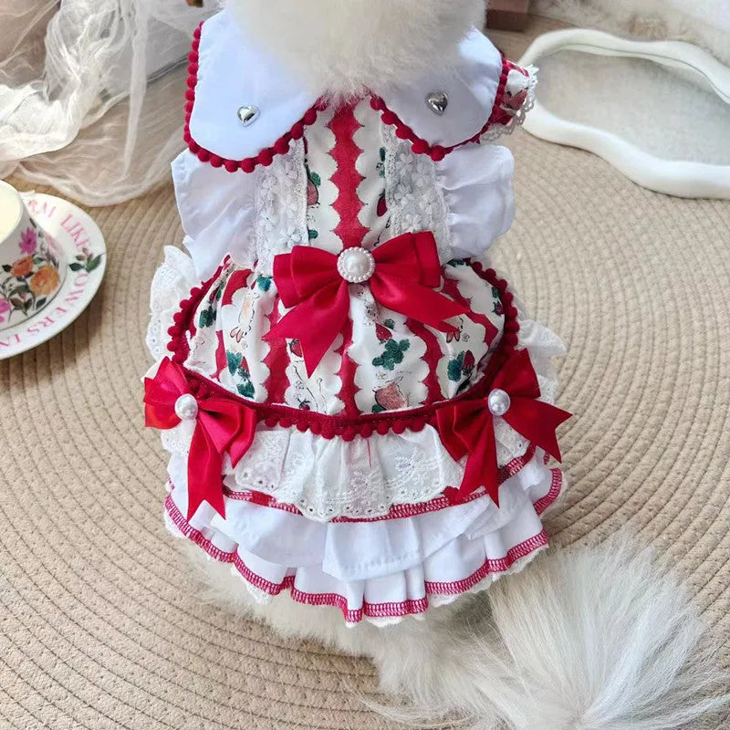 Princess-style rabbit skirt for a small dog, made of blue polyester fabric.