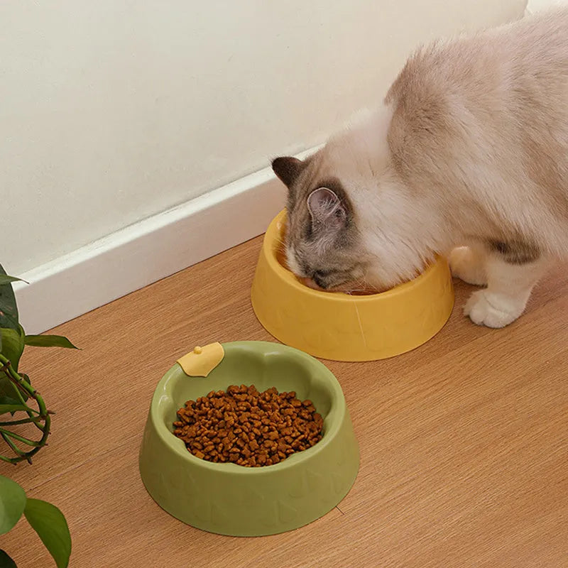 Green plastic double pet bowl for dog and cat food and water with anti-tip base
