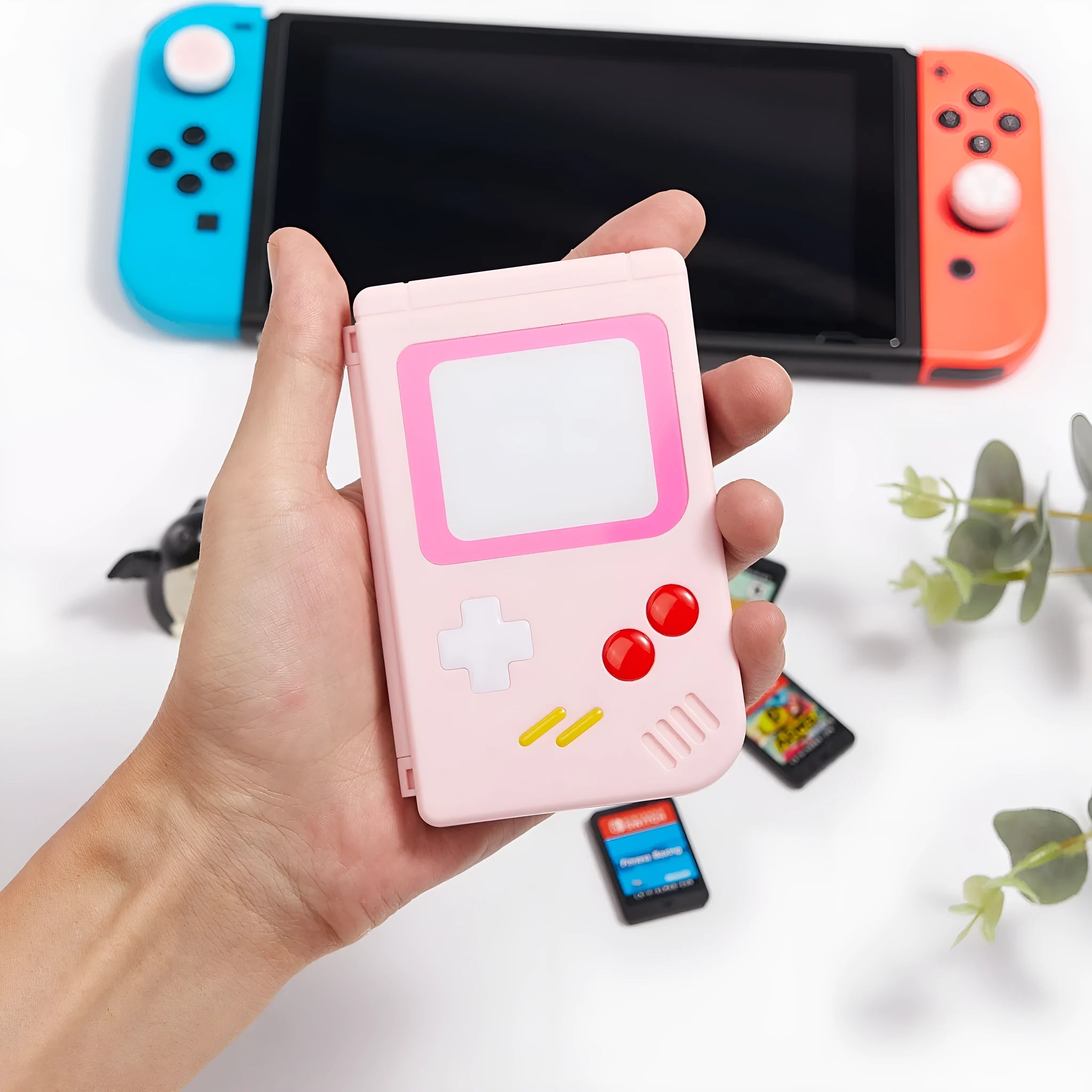 Nintendo SWITCH game card storage box in blue, pink, or white colour options