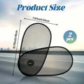 Black stretchy car side window sunshade with suction cups attached to protect a baby from sun.