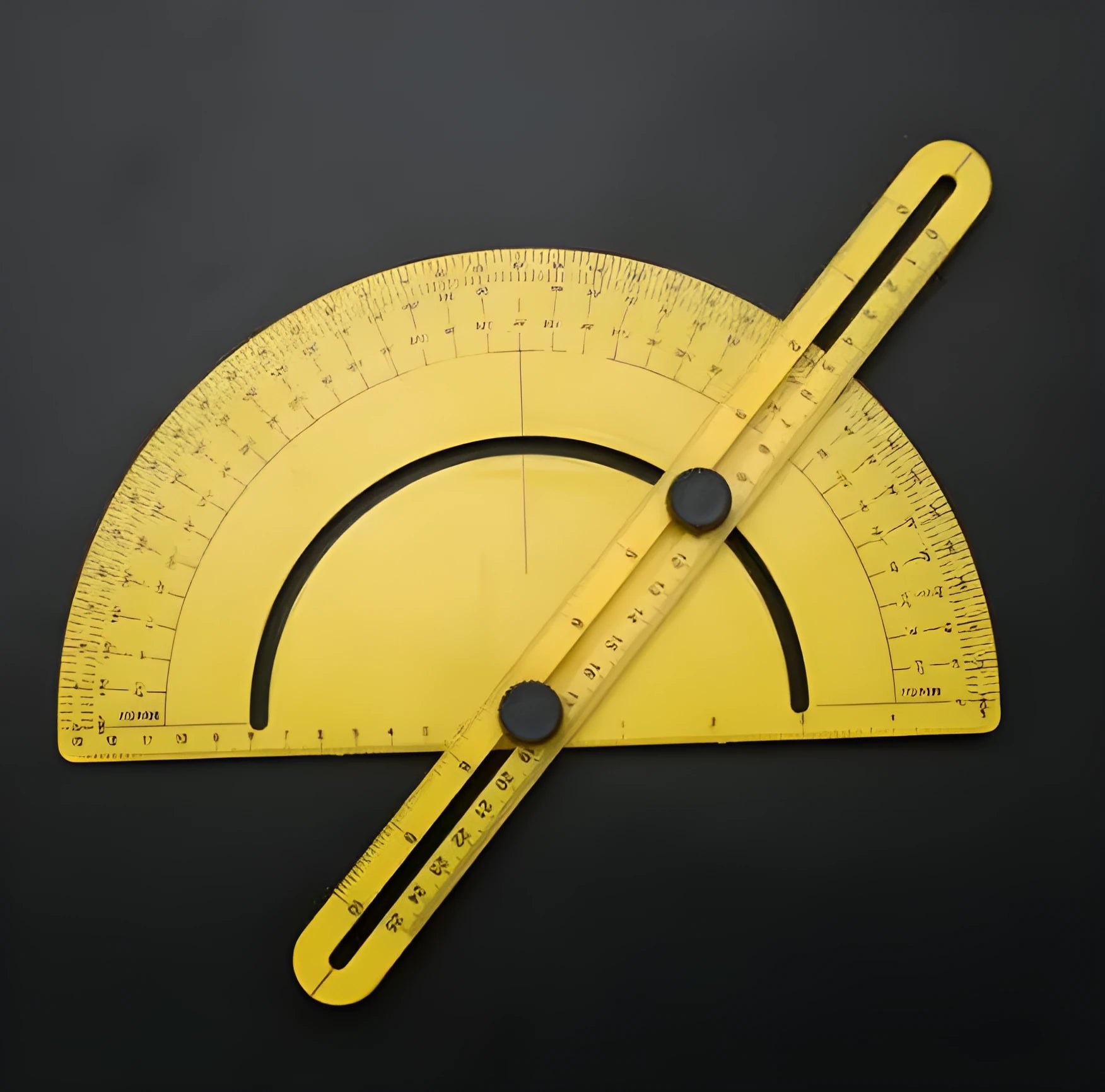 ABS plastic 180 degree carpentry ruler with measurement scale for angle determination