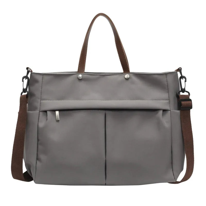 Nylon shoulder crossbody tote bag for women, 39x14x28cm, available in black, gray, milky white, green