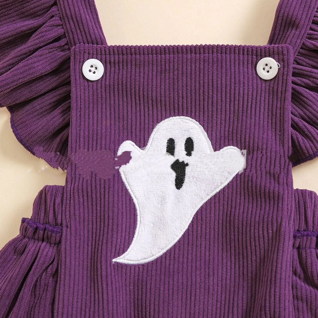Purple linen cotton triangle baby jumpsuit with embroidery and headband for 70-100cm toddlers