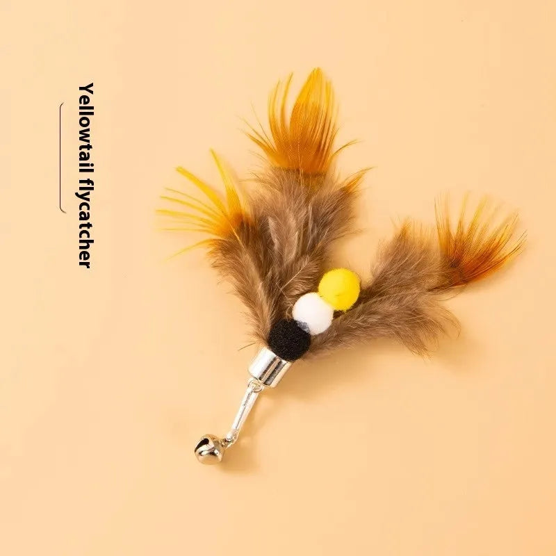 Three steel wire cat toy replacement heads shaped like small flying insects in assorted colours.