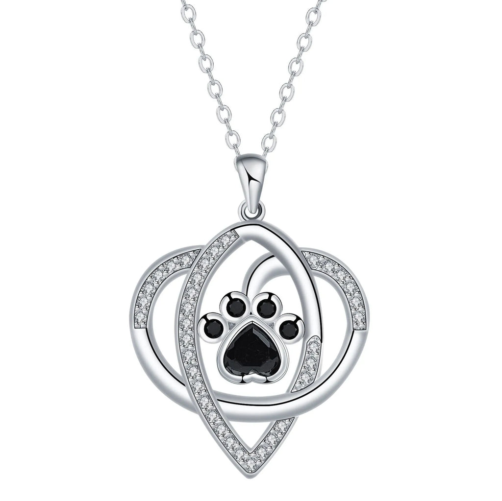 Women's necklace with dog paw footprints pendant on cross chain