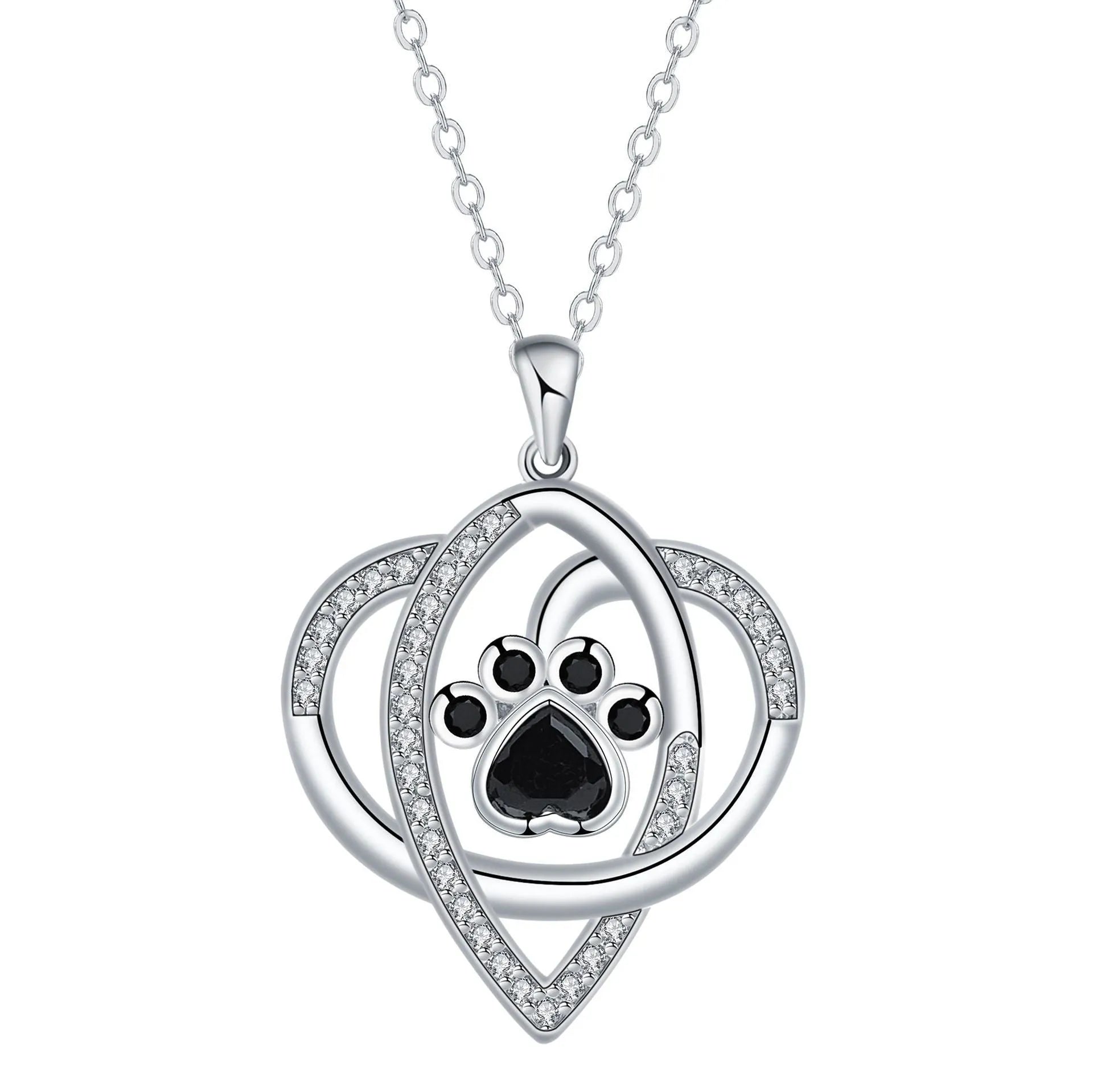 Women's necklace with dog paw footprints pendant on cross chain