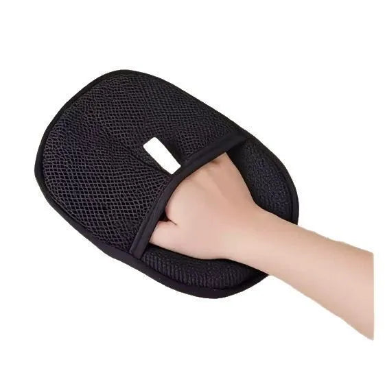 Black pet hair removal gloves with silicone bristles for dog and cat grooming