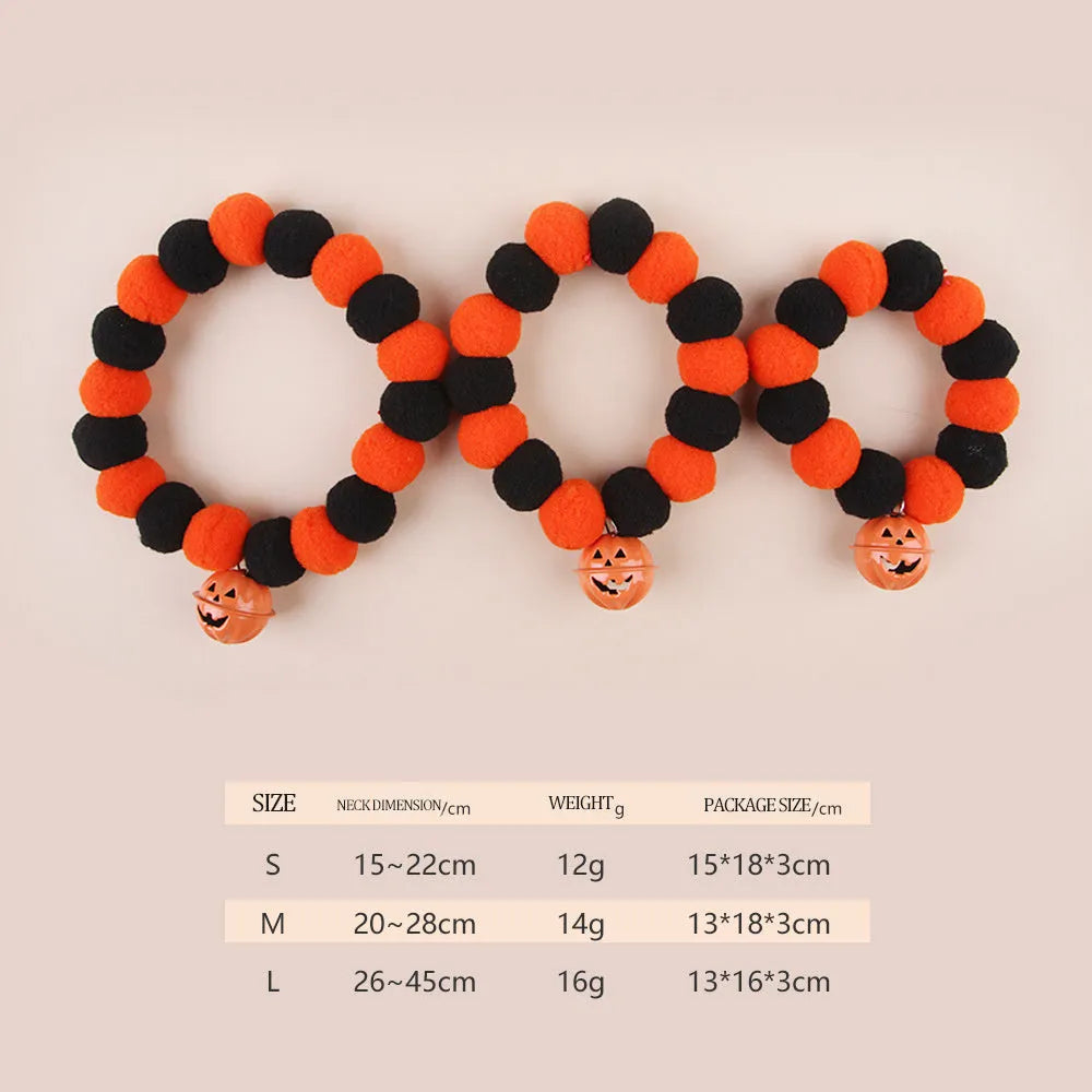Halloween cat collar with pumpkin trick or treat pattern and plastic buckle