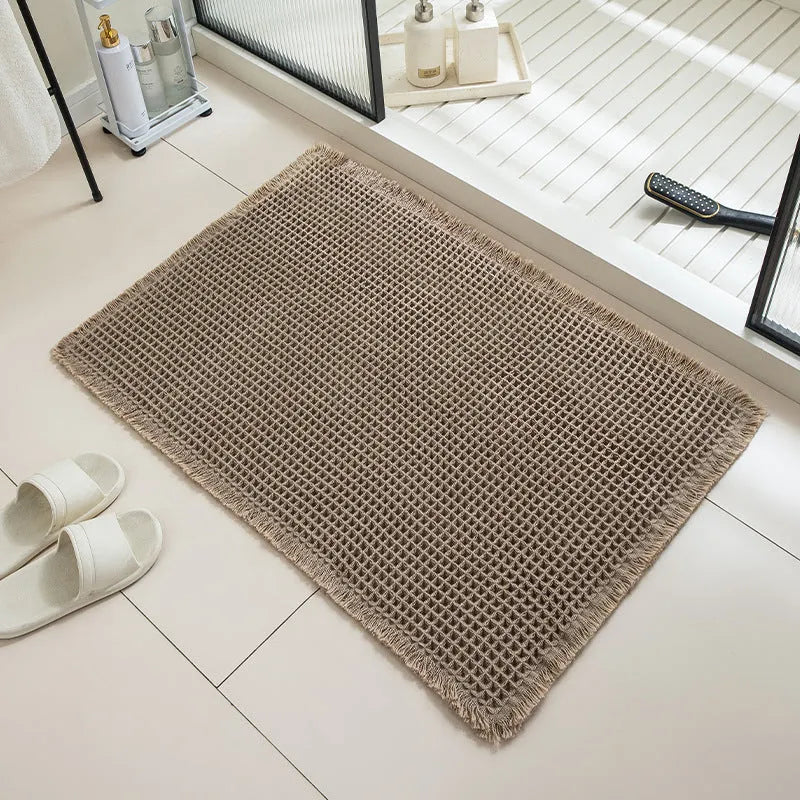 Checkered pattern non-slip bathroom floor carpet in a choice of colours and sizes