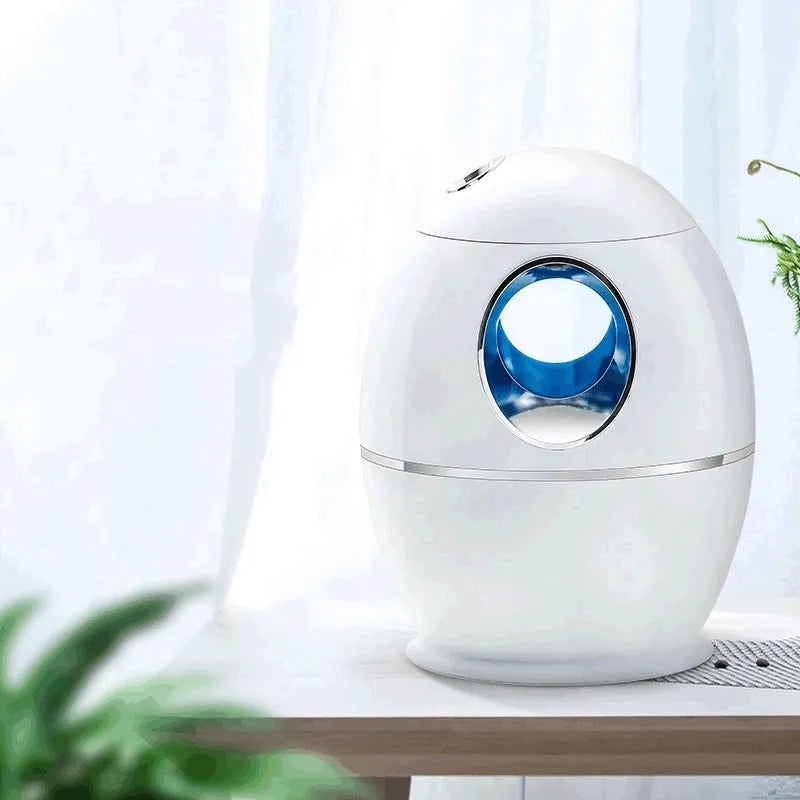 White columnar air disinfection humidifier with USB cable and mechanical control panel