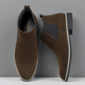 Men's cowhide leather frosted Martin boots with round toe and anti-slip rubber sole in black