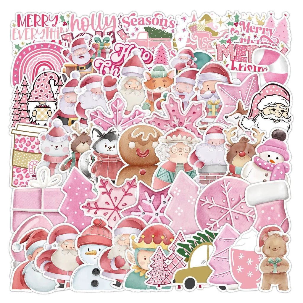 50 Christmas decoration stickers waterproof 4-8cm cute style for car phone computer guitar notebook