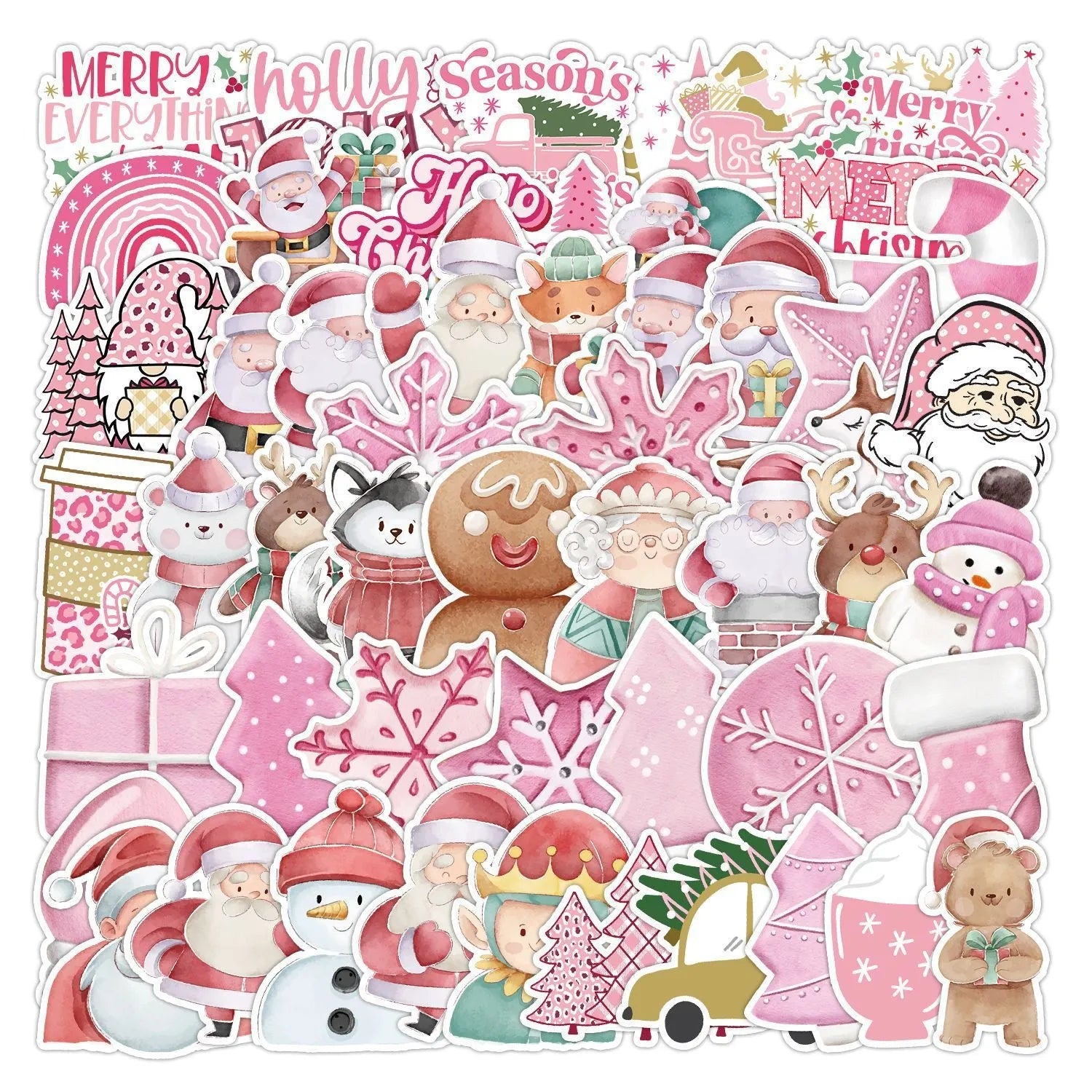 50 Christmas decoration stickers waterproof 4-8cm cute style for car phone computer guitar notebook