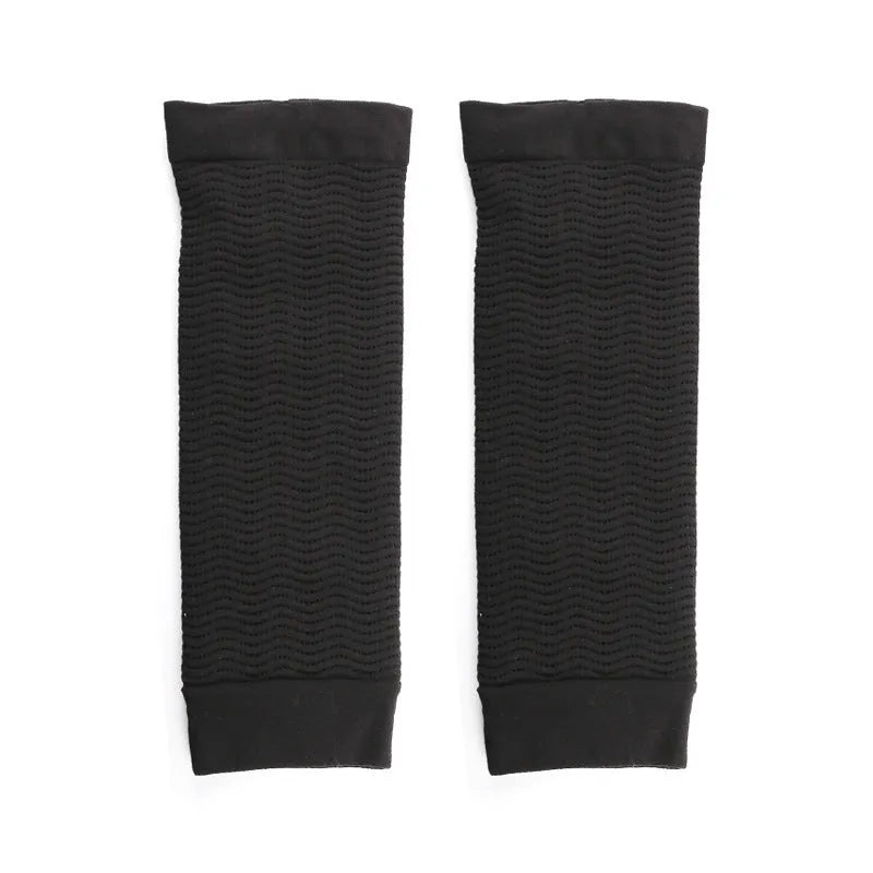 Women's black shaping arm sleeve made from nylon, free size, for all-season wear.