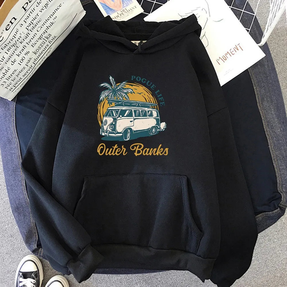 Bund Exploration hooded hoodie pullover with letter pattern for men and women, polyester fabric, long sleeves, available in multiple colours and sizes