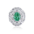 S925 sterling silver ring with geometric emerald cut and high-carbon diamond inlay on a model's finger.