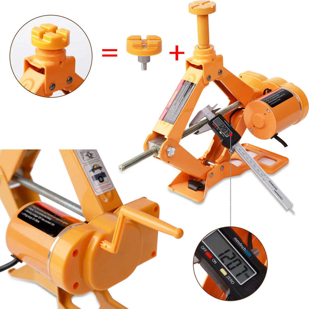 Yellow electric car jack set with cordless wrench for 2 tonne vehicles