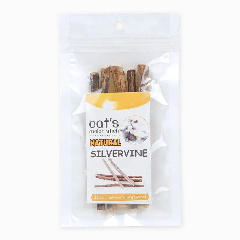 Five cat molar rods on a surface, each 15g, for adult cat dental care chewing