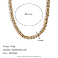Gold tone electroplated stainless steel jewellery set with geometric shapes including earrings, bracelet and necklace