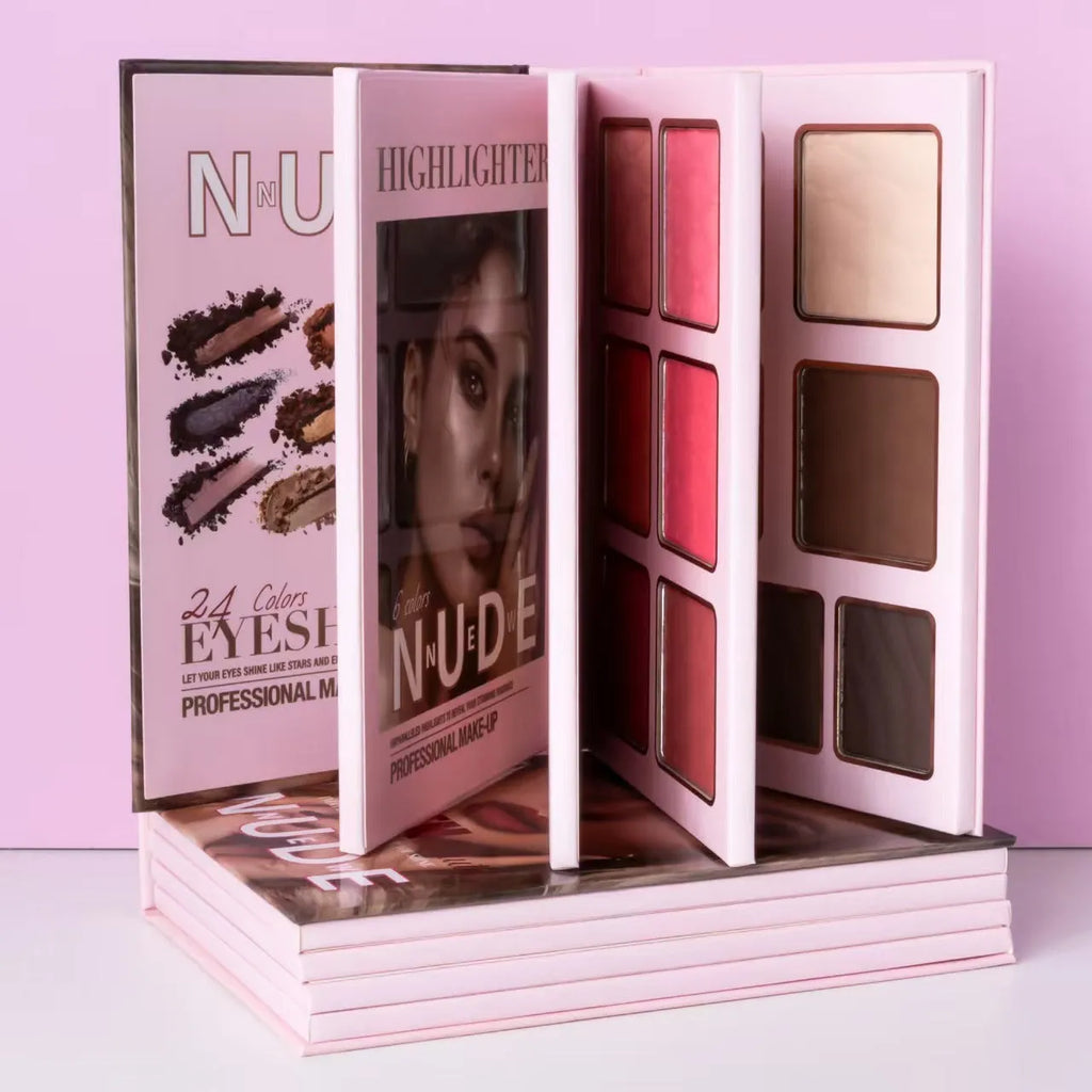 Multifunctional eye shadow plate with matte and shimmer blush and highlight integrated makeup set U137A