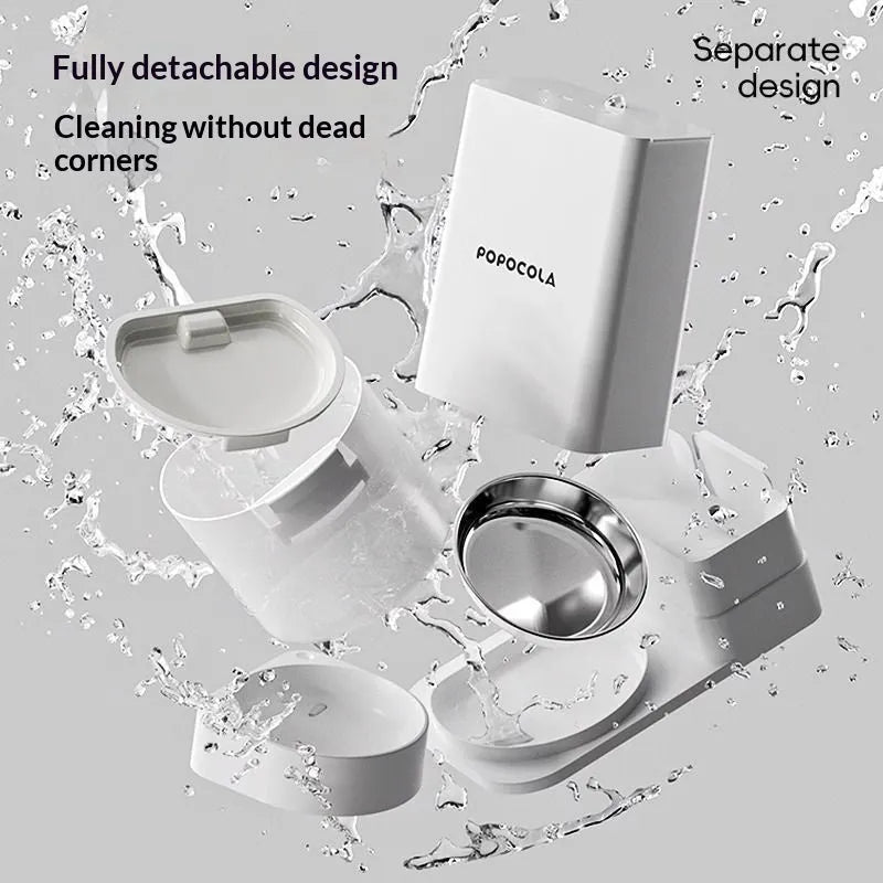 Wireless thermostatic cat water dispenser with 2-in-1 drinking feature, includes filter and desiccant, 3000mA/5000mA