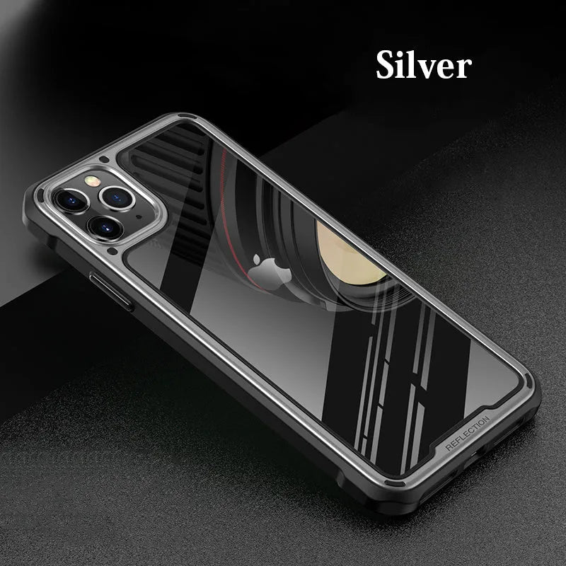 Transparent iPhone 11 mobile phone case in multiple colours showing PU and TPU construction.