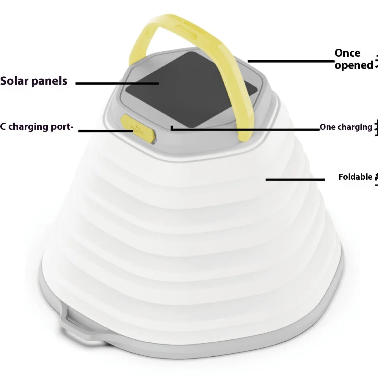 White portable camping lantern with single-key switch for outdoor lighting