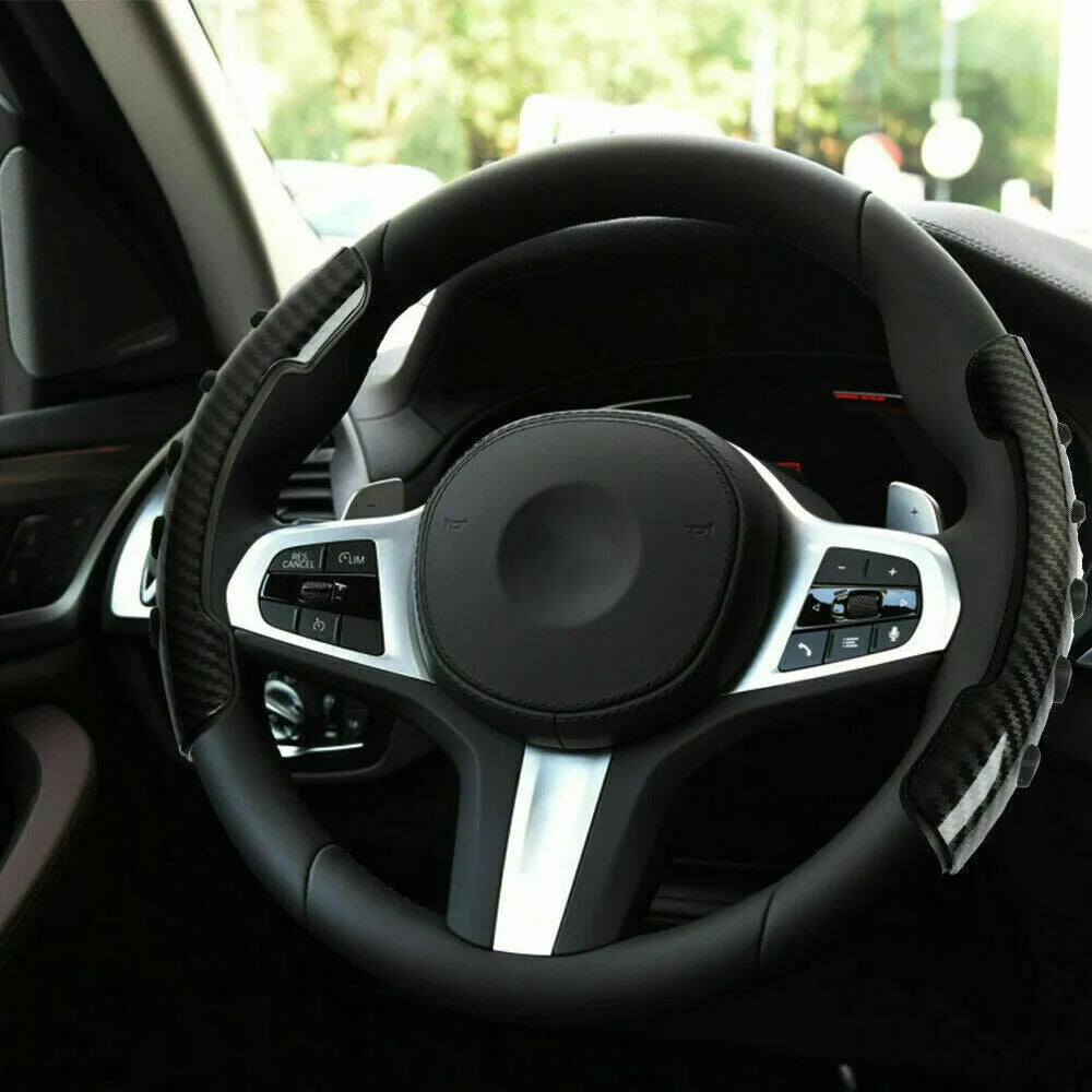 Carbon fibre black steering wheel anti-skid sleeve with 38cm diameter for universal car fit