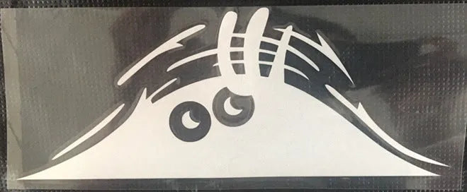 Large 19cm by 7cm self-adhesive body sticker showing four face design options on skin