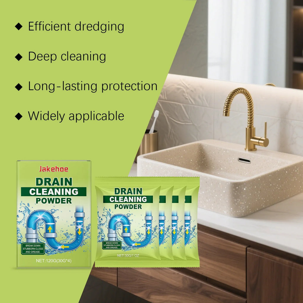 A single 120g packet of white drain unblocking powder for sinks and toilets