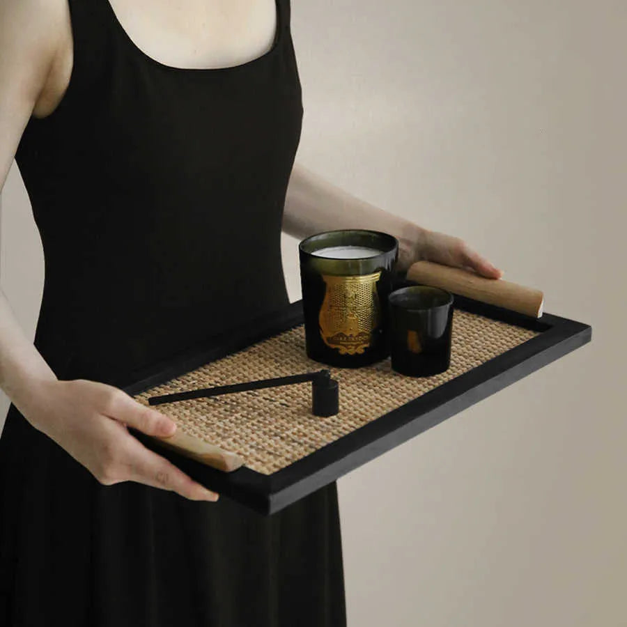 Pine wood dining tray with compartments in a natural finish.