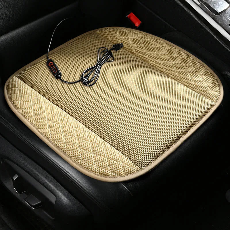 USB car ventilated seat cushion in a choice of colours and styles on a car seat