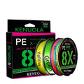 Luya Yuantou 8-weave PE fishing line green 100m spool on yellow background