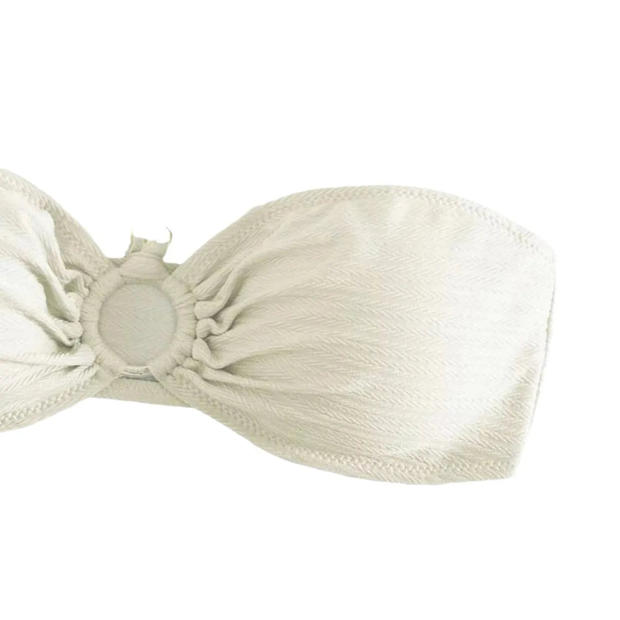 Women's solid colour halter bikini set in creamy-white, shown front-on.