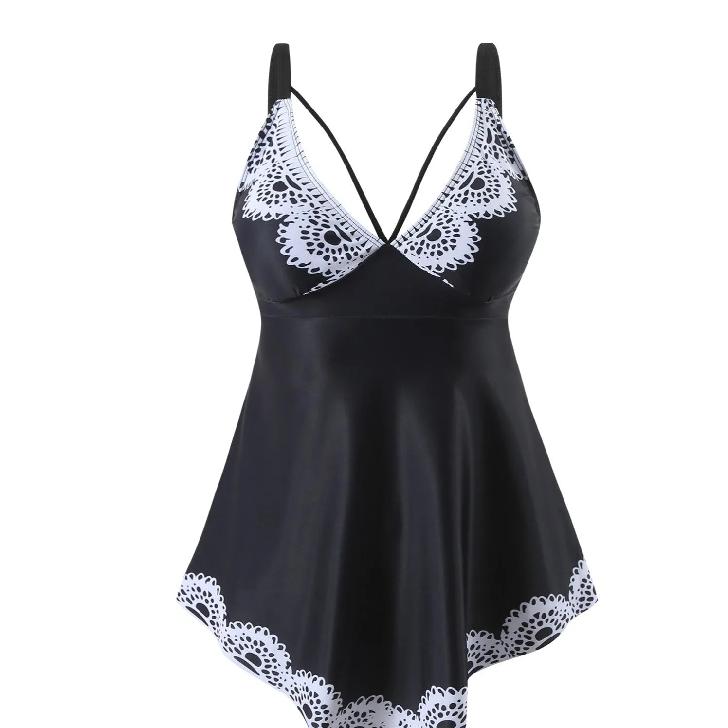 Green plus size two-piece bikini swimsuit with backless design.