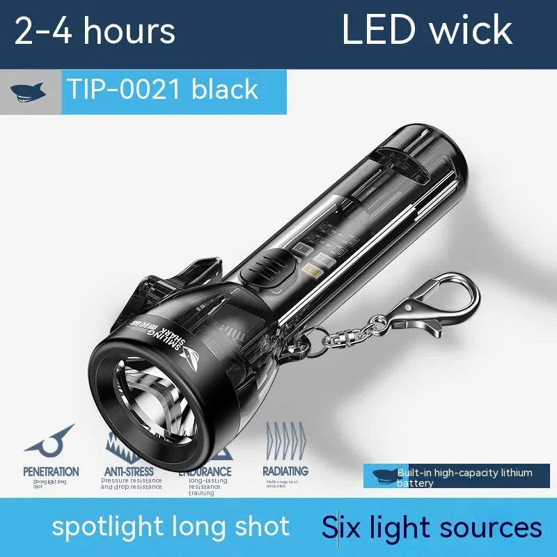 Fashion Personality Portable Outdoor Flashlight USB rechargeable plastic black