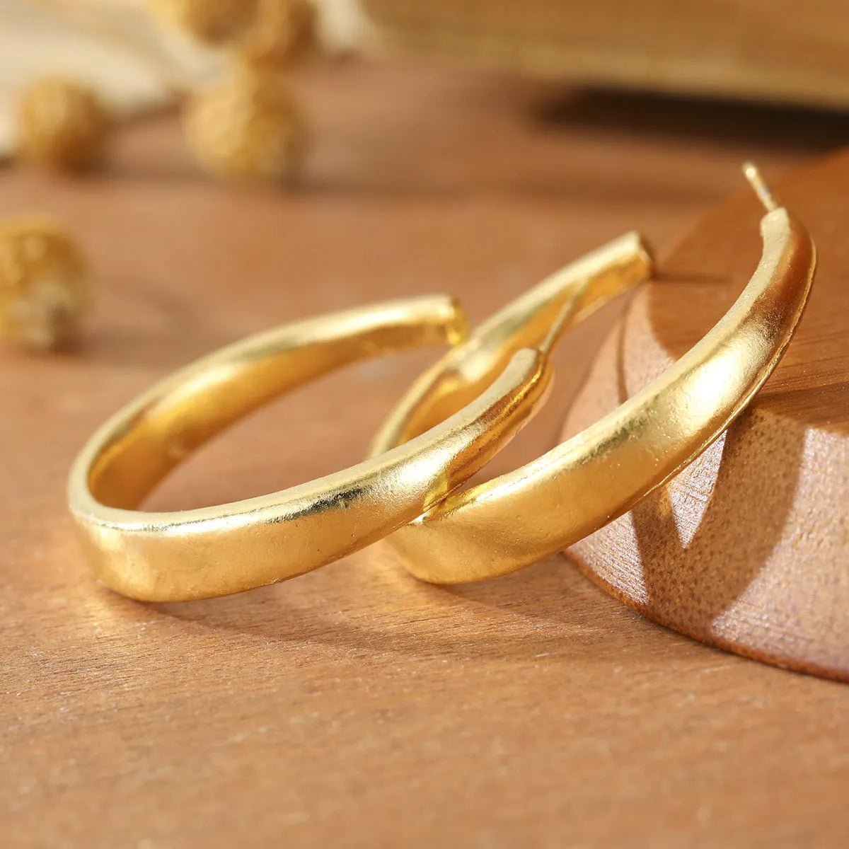 Pair of brushed matte geometric earrings for women in picture colour zinc alloy