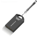 Mini metal USB flash drive in black and silver showing compact 23x12x8mm dimensions