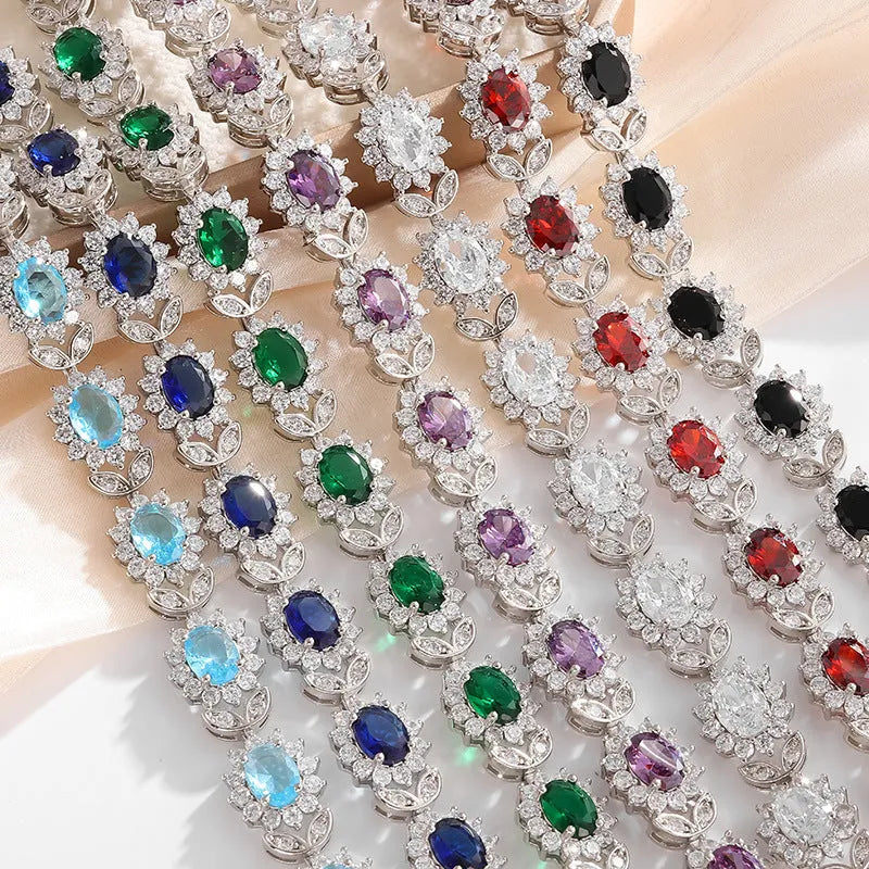 Simple women's zircon bracelet in environmentally friendly alloy with electroplating finish