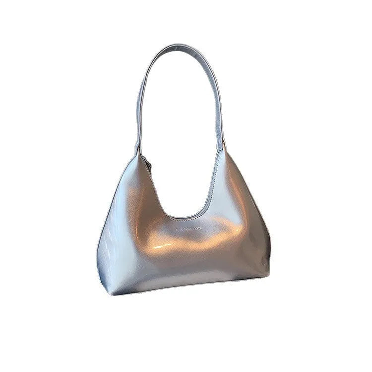 French style PU leather shoulder bag with sewing line detail and dumpling shape, available in multiple colours