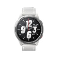 GPS smart watch with 1.43-inch screen in black, white, or blue silicone strap colours