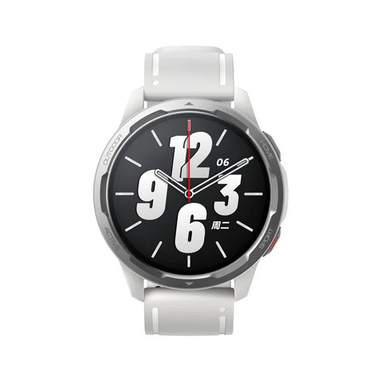GPS smart watch with 1.43-inch screen in black, white, or blue silicone strap colours