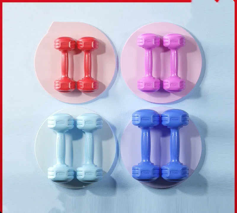 Pair of Longway China Red PE dumbbells on a light background, available in 1 to 5 kg weights