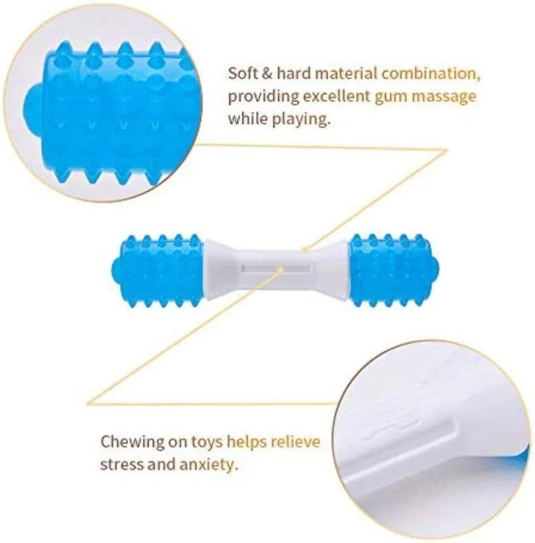 TPR rubber dog teething chew toy with dual hardness textures for puppies aged 2-8 months