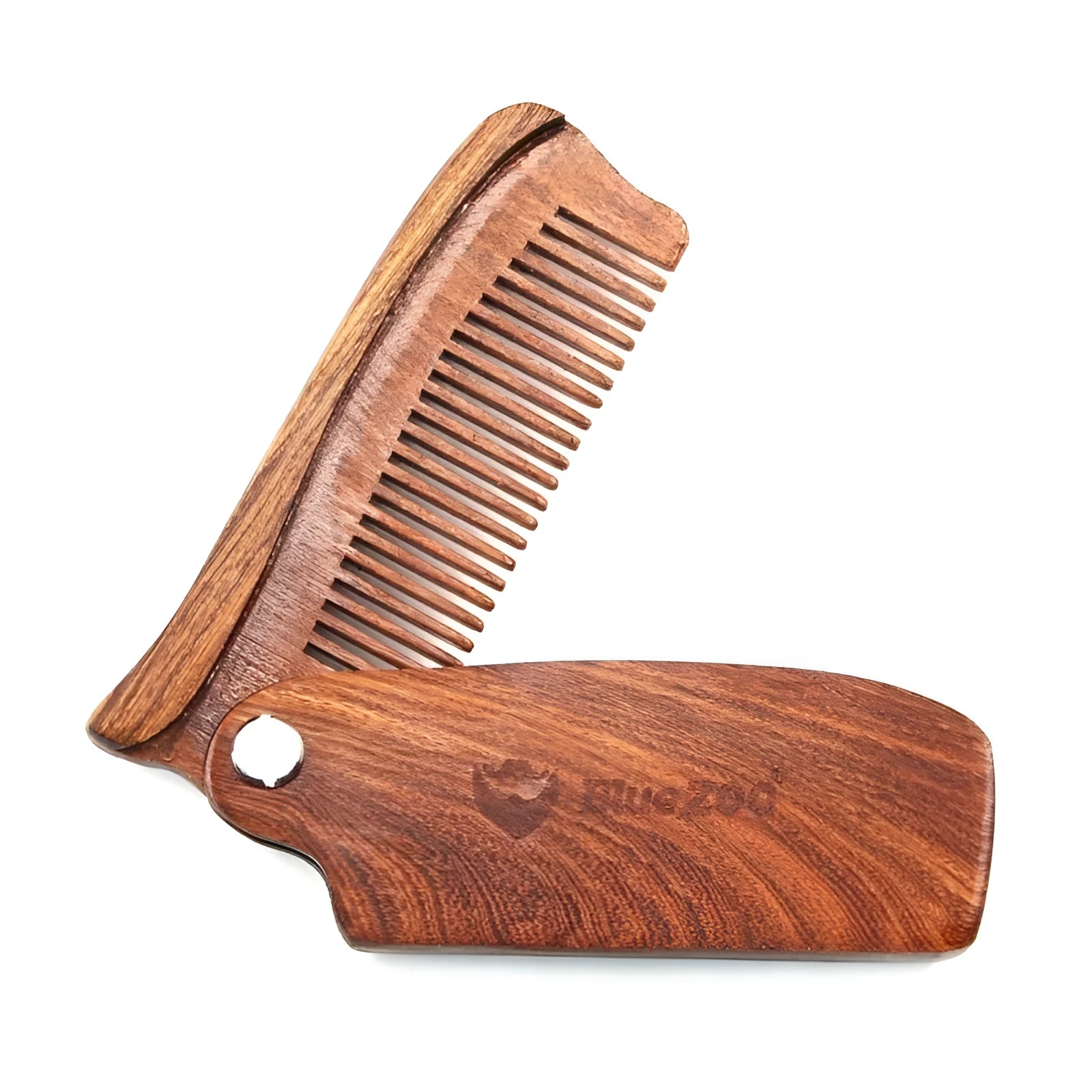 Folding comb with PU leather bag for men's beard care and travel storage