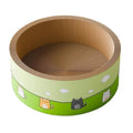 Round deep pit cat scratch board made from corrugated paper in cute style.
