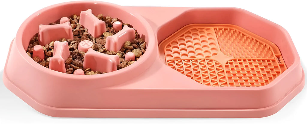 37cm diameter slow feeder dog bowl puzzle mat in blue, green, pink or yellow with non-slip base