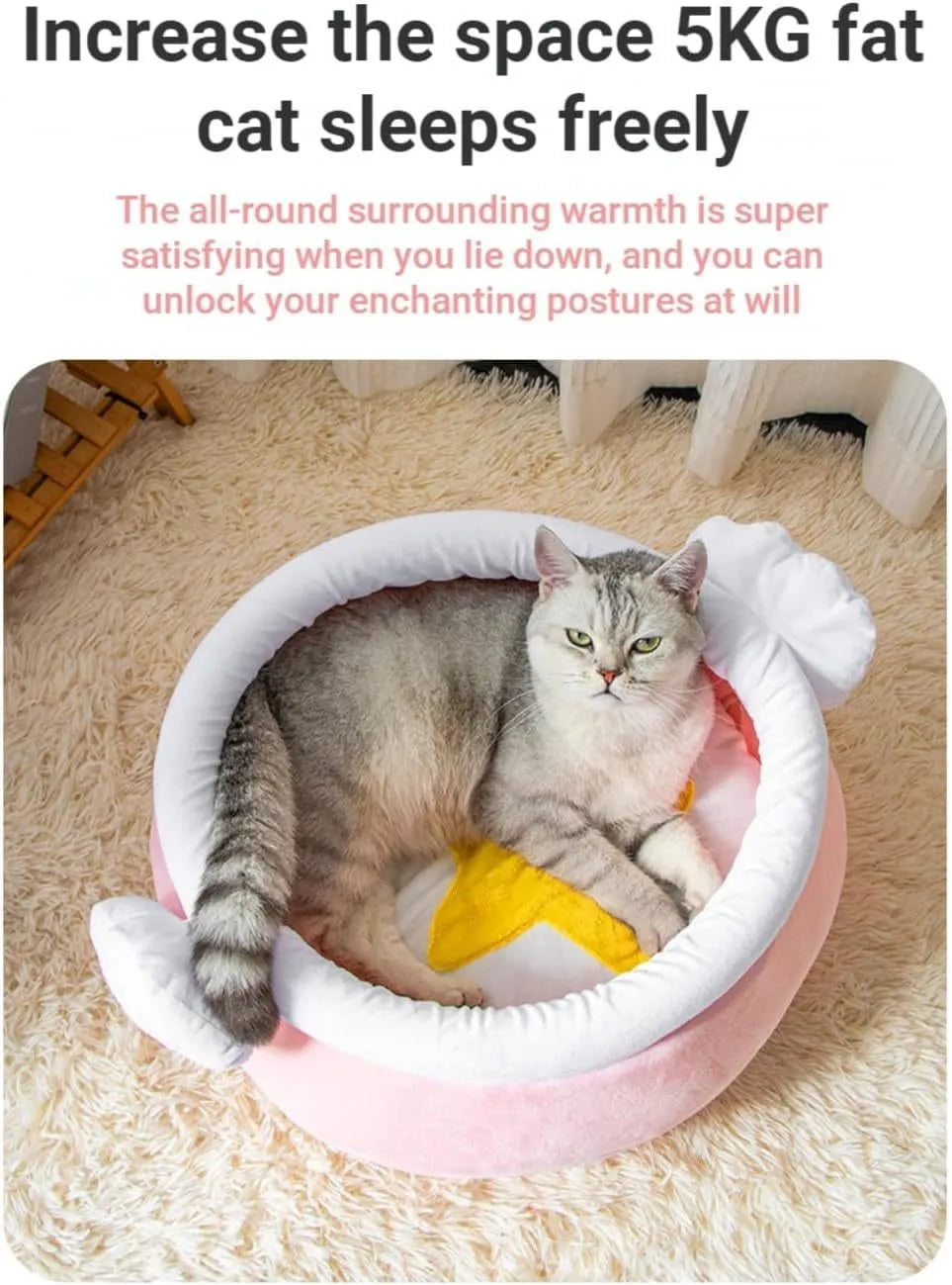 Honey pot shaped cat sofa bed with magic wand design in pink or yellow colour